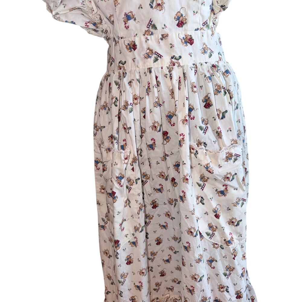 Vintage Handmade Christmas Prairie Apron Dress Ruffle Heart Cottagecore baking - Picture 5 of 5
